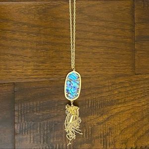 Kendra Scott gold long pendant necklace abalone.